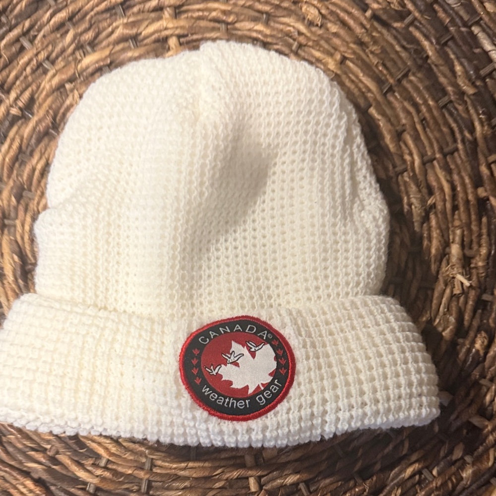 Canada weather gear White Beanie winter hat